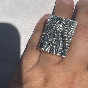 Dian Malouf Virgin de Guadalupe Sterling Silver Ring Virgen Beautiful Size 7